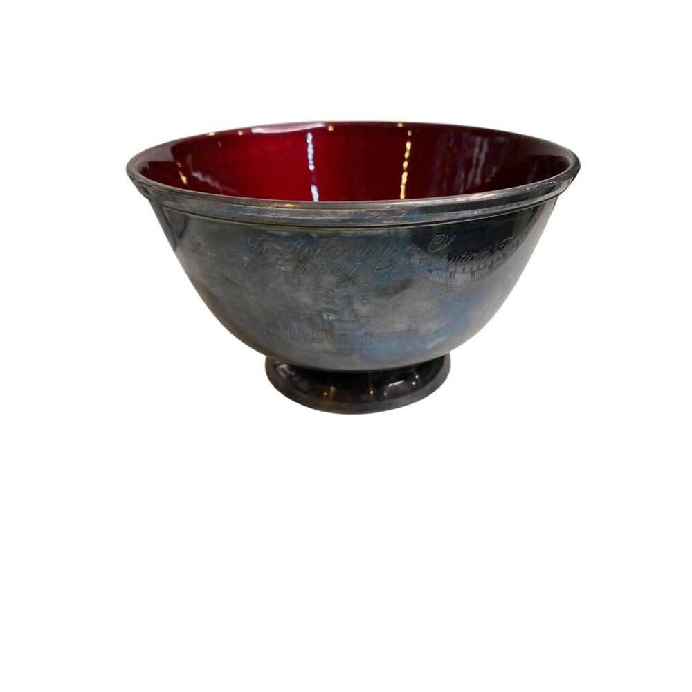 Towleβ Presentation Bowl Silverplate Over Copper 1973 Schering Joseph J Ingolia
